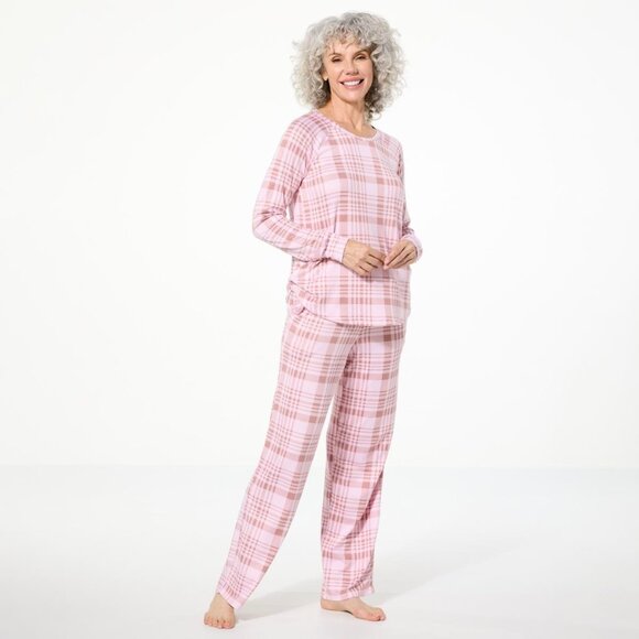 Comfort Code by Cuddl Duds Brushed Ultra Knit 2 Piece PJ Set Size Medium Plaid - Picture 1 of 7